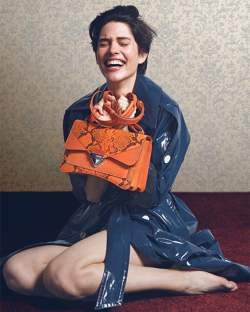 sac bandouliere en cuir orange python pour femme