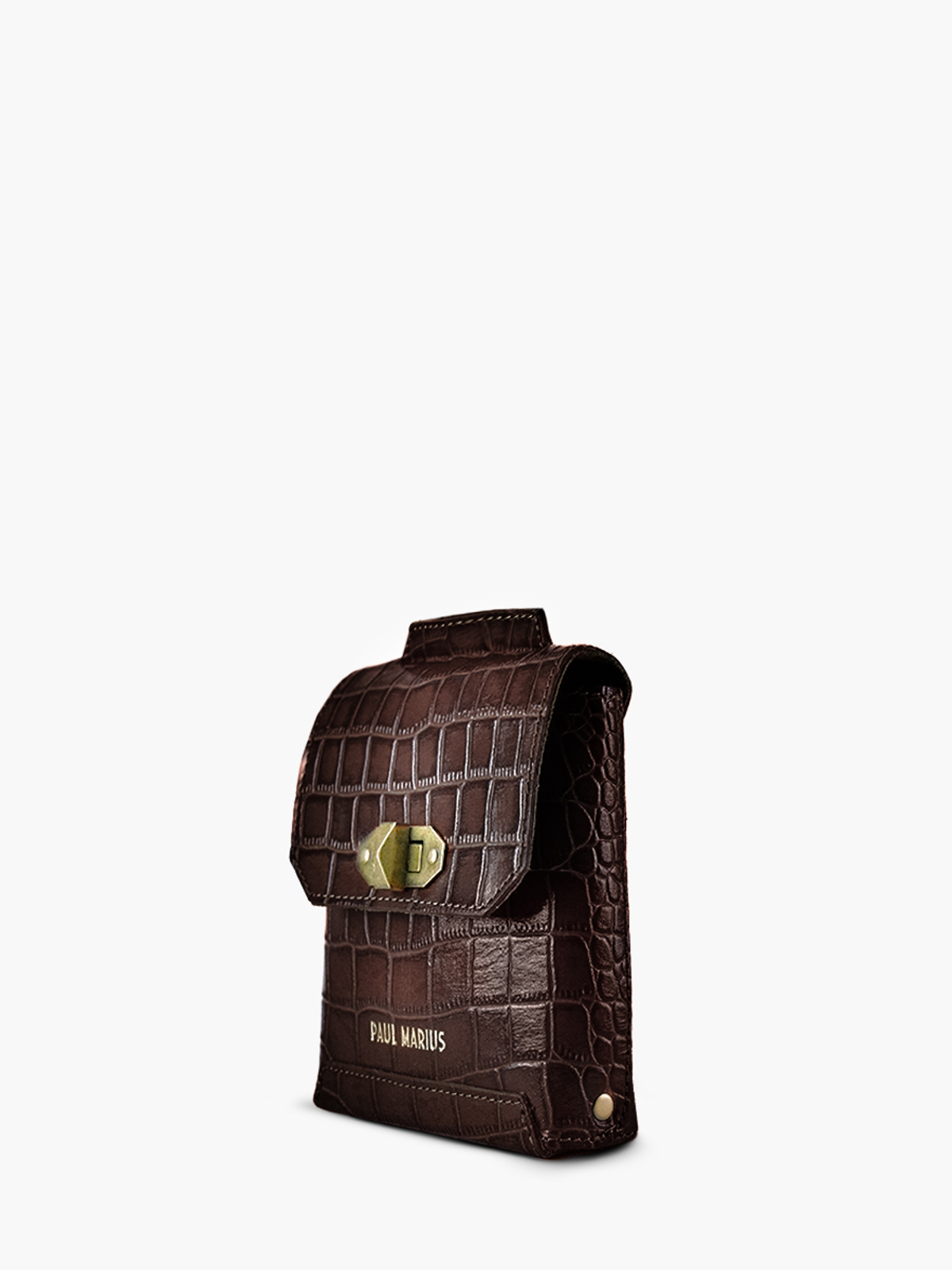 photo-vUE-DE-COTE-TELEPHONE-BAG-LEATHER-WOMAN-AGATHE-ALLIGATOR-BROWN-PAUL-MARIUS-M70-A-DB M70 A DB