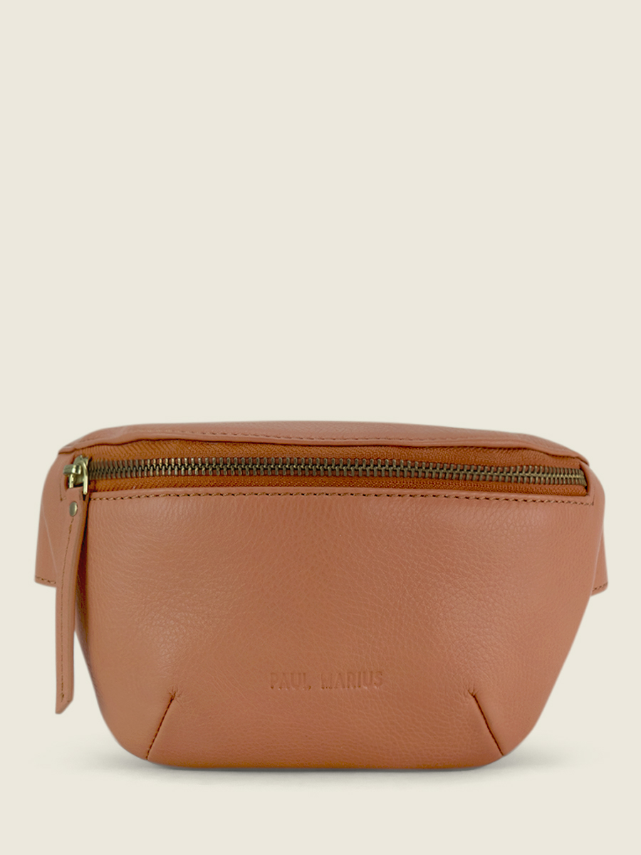 foto-vooraanzicht-mini-banana-tas-bruin-leder-labane-xs-art-deco-caramel-paul-marius-m503xs-ad-ca