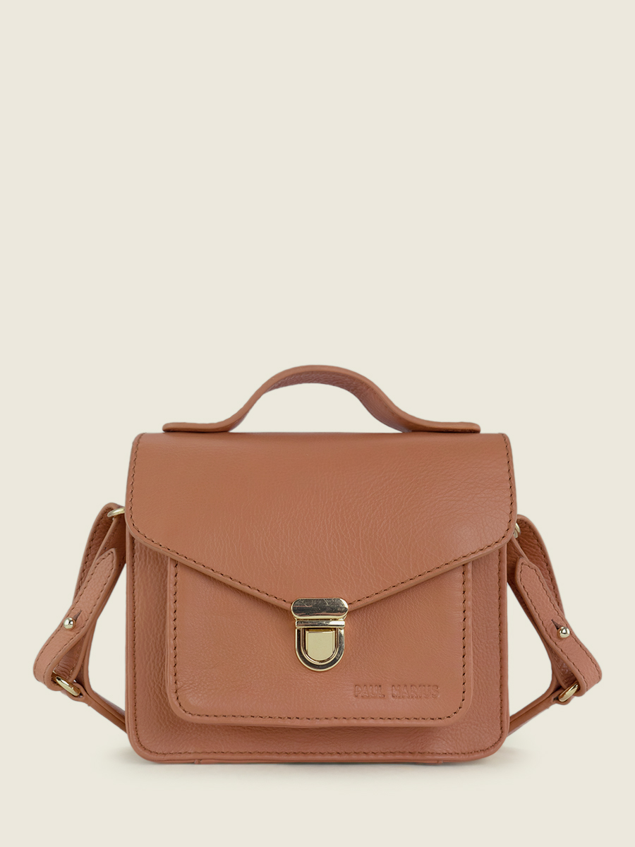 foto-front-mini handtas-leer-vrouw-bruin-mademoiselle-george-xs-art-deco-caramel-paul-marius-w05XS AD CA