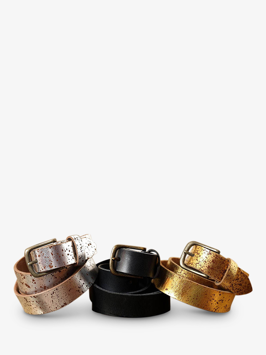photo-vue-de-cote-ceinture-en-cuir-pour-momme-et-femme-dore-laceinture-a-boucle-eclats-dores-paul-marius-lb-95-gd