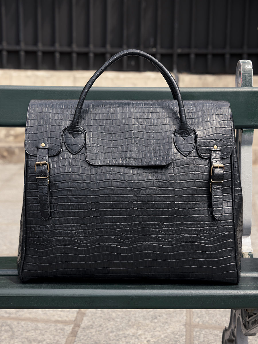 photo-vUE-door-lARGE-TRAVEL-BAG-BLACK-LEATHER-ROUEN-DELHI-HERITAGE-BLACK-JAY-PAUL-MARIUS-M105-CR-B