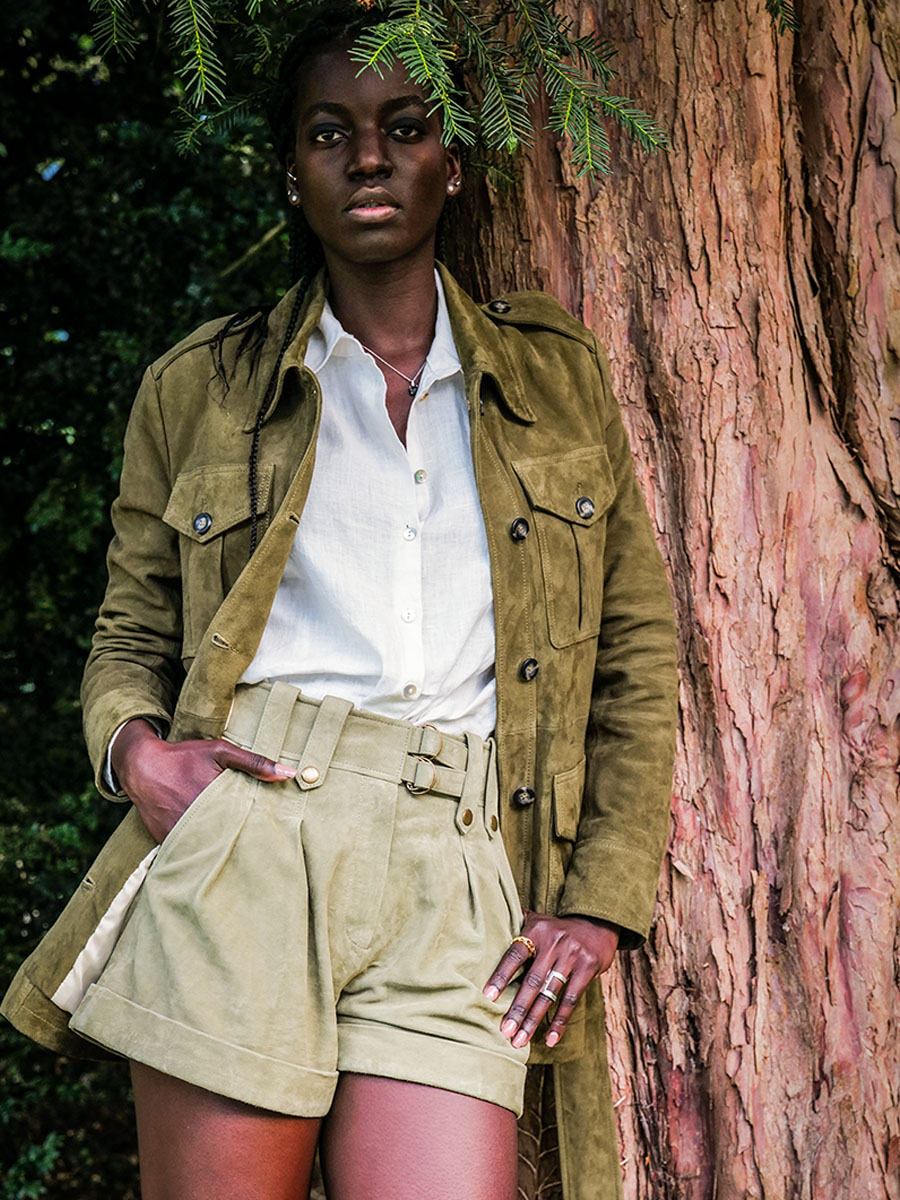 foto-saharan-jasje-khaki-leder-vrouw-lasaharan-jasje-kaki-rodeo-paul-marius