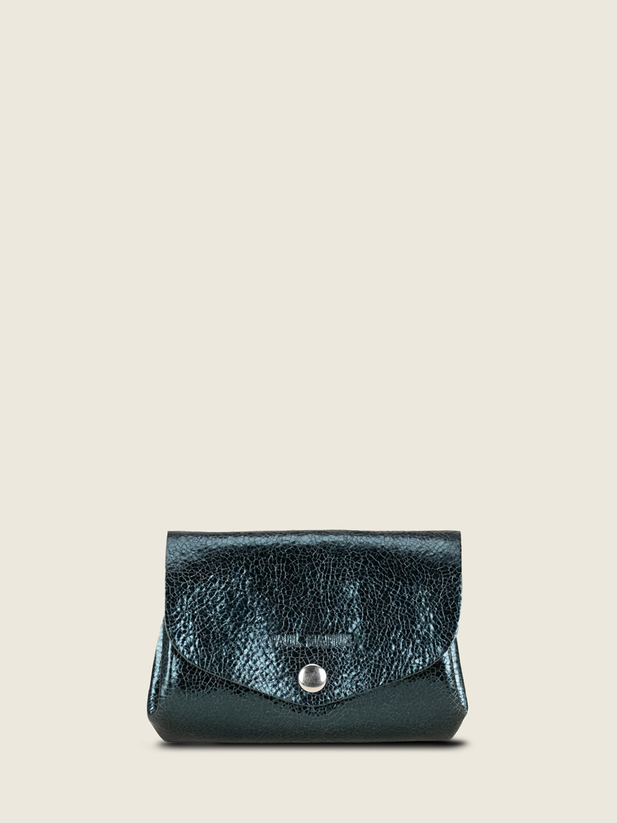 glitterende groene clutch Legustave M Minuit vooraanzicht clpm m gr