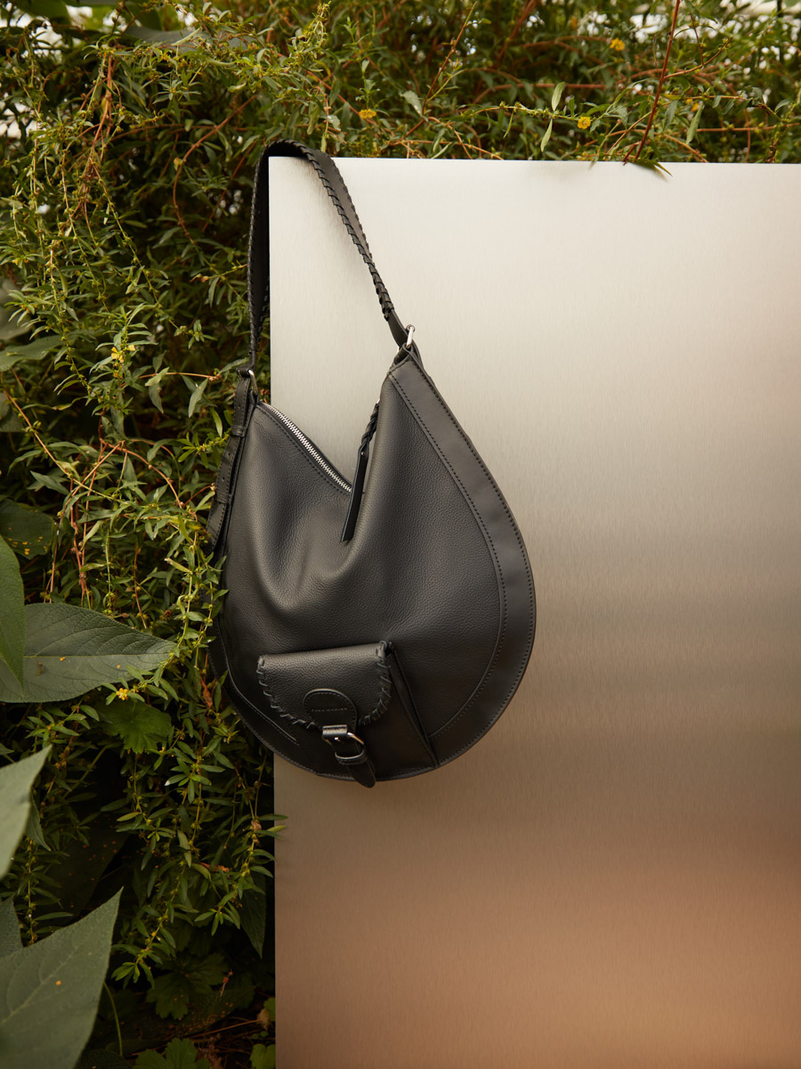 dames-leren-tas-LeHobo-m-zwart-zoom-materiaal