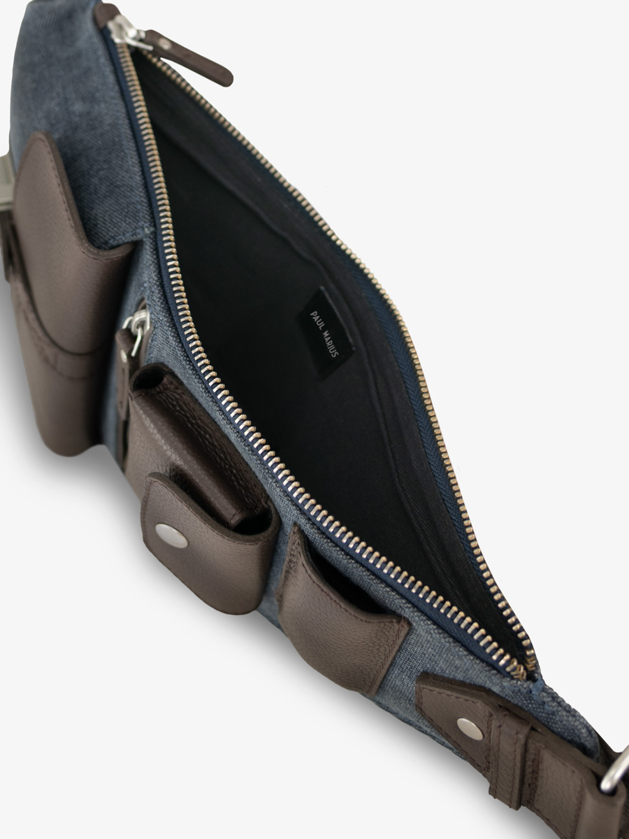 schoudertas-leer-bruin-blauw-LeHolster-cacao-blauw-canvas-binnenkant-w62-odbr-bluc