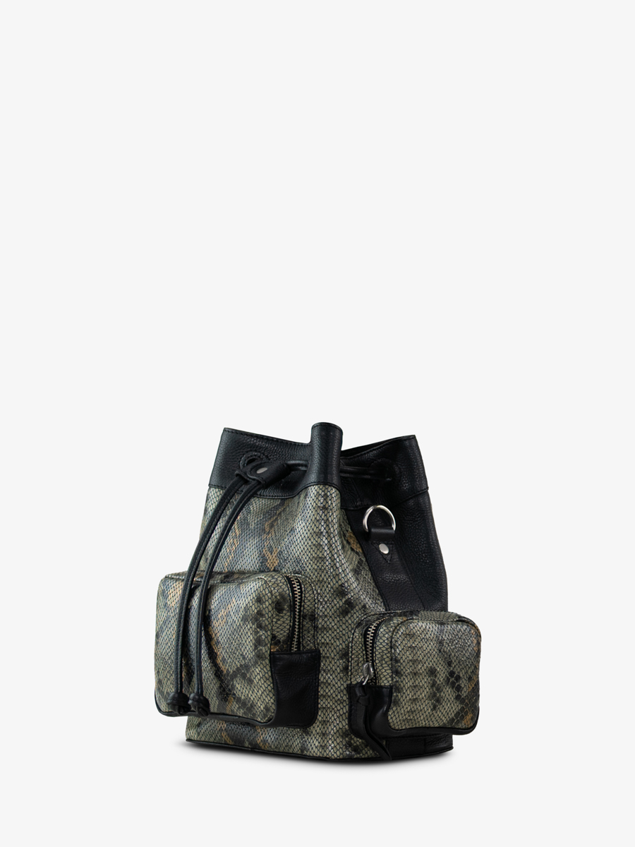 bucket-bag-leder-python-grijs-zwart-linnen-90s-python-zijkant-w57-p-grijs-b