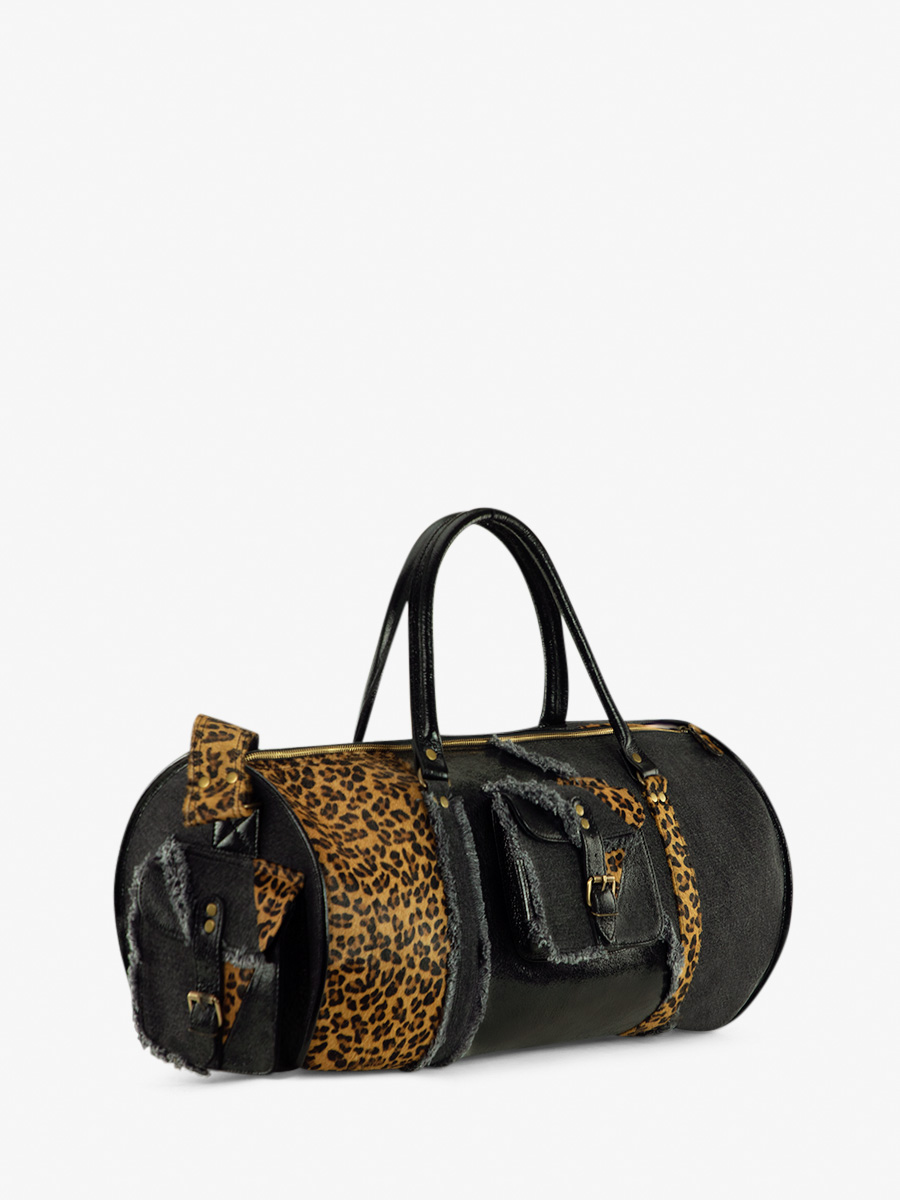 foto-vUE-cOTE-SAC-VOYAGE-CUIR-NOIR-LEOPARD-LEVOYAGEUR-XL-CHIMERE-DENIM-NOIR-PAUL-MARIUS-M08S60-CH-B-DENIM