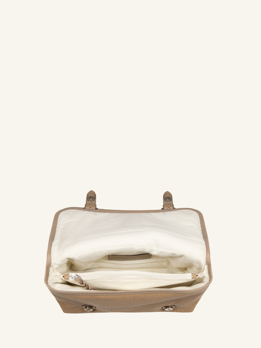 schoudertas-leer-Loulou-taupe-binnenkant