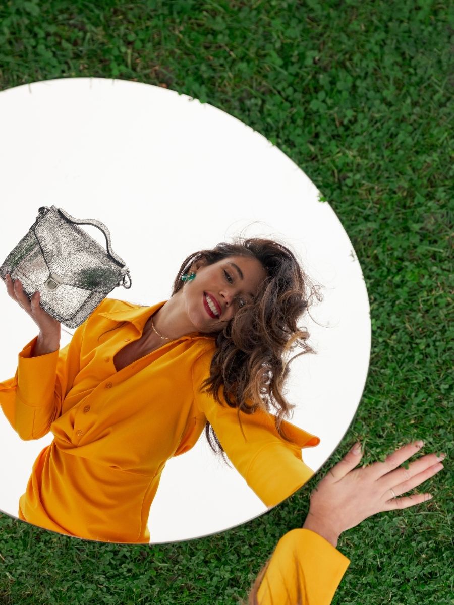 HANDTAS-MADEMOISELLE-GEROGE-XS-SILVER-MIRROR-W05XS-MIR