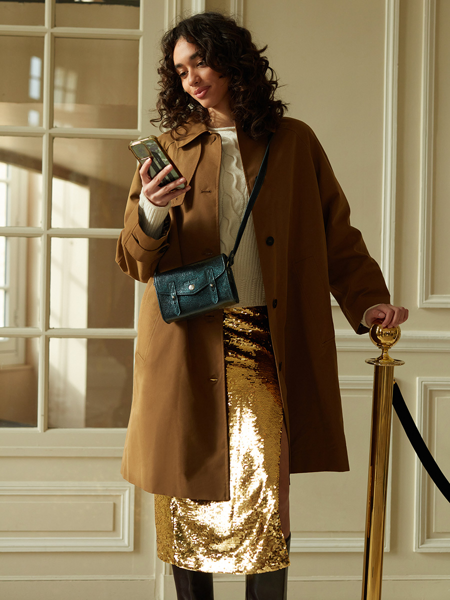 schoudertas-leer-groen-glitter-LeMini Indispensable-middernacht-achterkant-w08s-m-gr