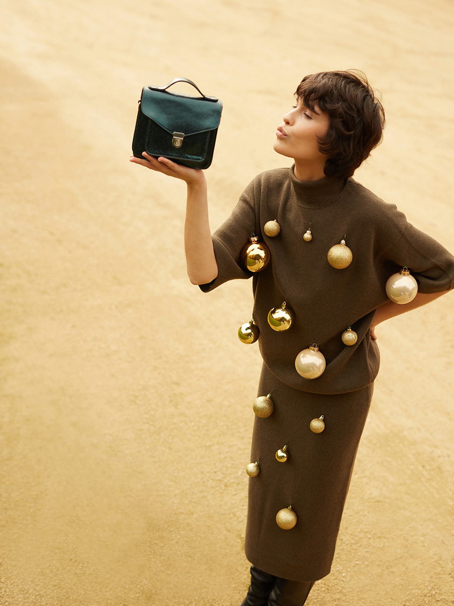 handtas-leer-groen-glitter-Mademoiselle George XS-middernacht-achterkant-w05xs-m-gr