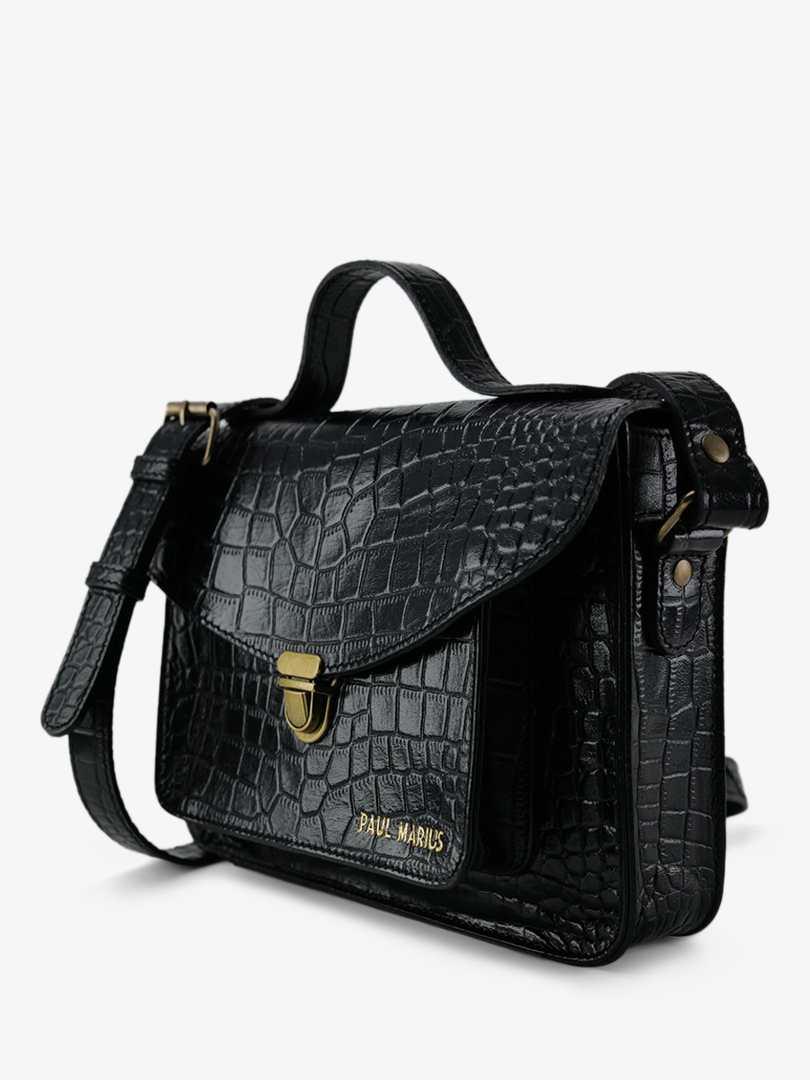 foto-buidelzak-bandolier-bag-LEATHER-WOMAN-MADEMOISELLE-GEORGE-ALLIGATOR-BLACK-PAUL-MARIUS-W05-A-B