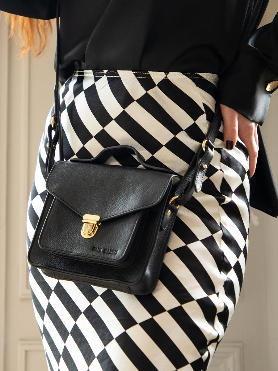 foto-mATERIAAL-MINI HANDBAG-LEER-LEER-MADOISELLE-GEORGE-XS-ART-DECO-BLACK-PAUL-MARIUS-W05XS-AD-B