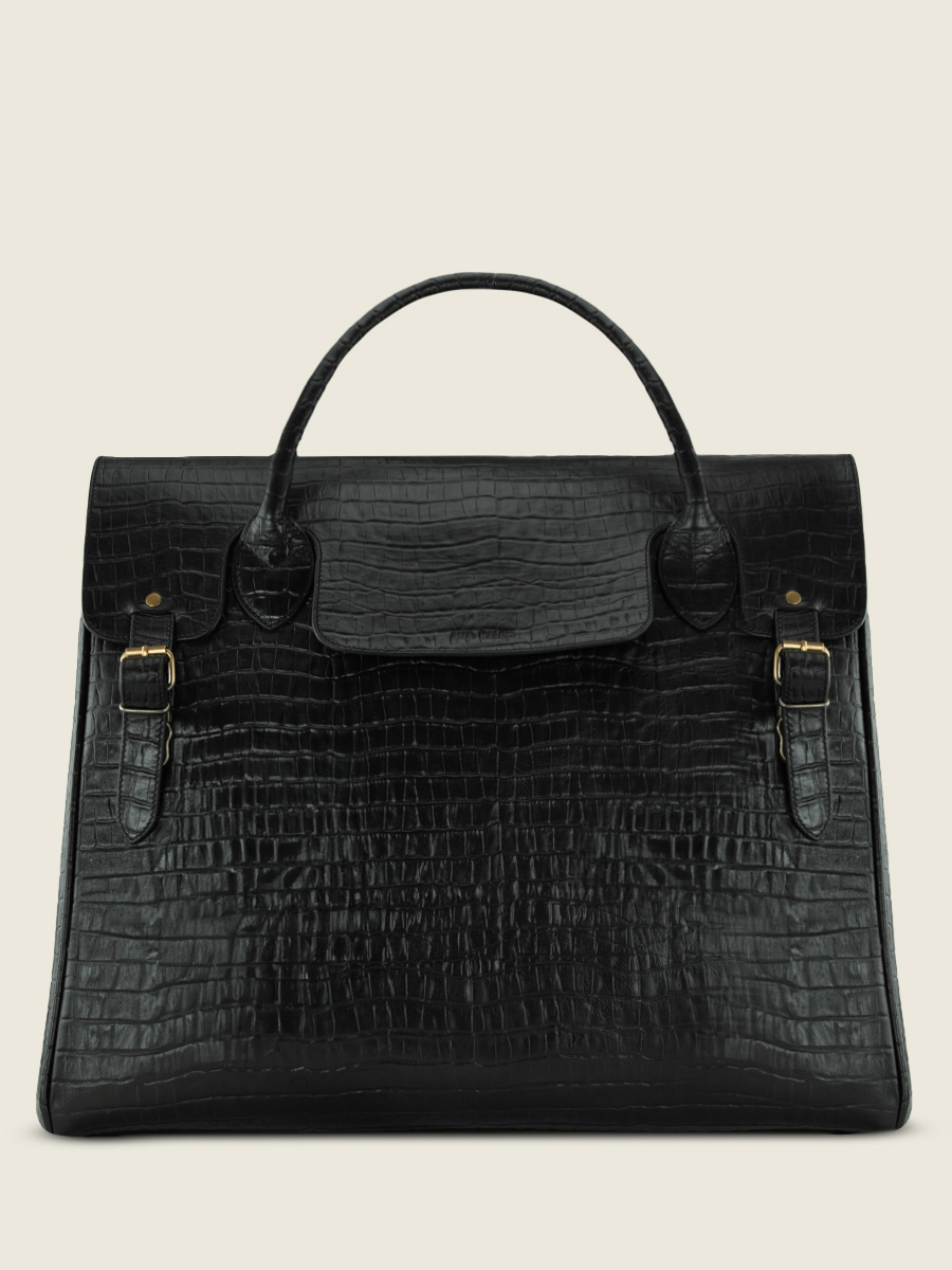 photo-front-view-big-travel-bag-black-leather-rouen-delhi-heritage-black-of-jay-paul-marius-m105-cr-b