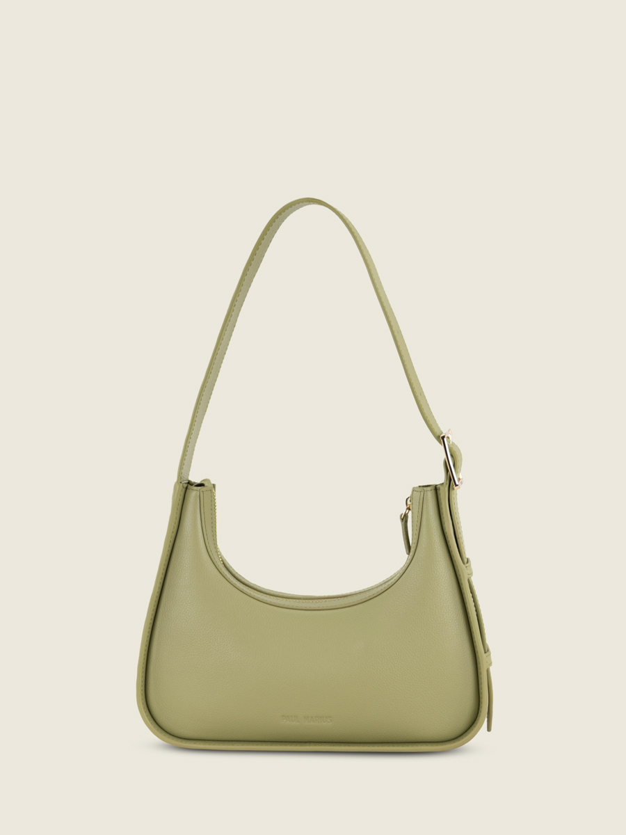 mini-baguette-tas-groen-leer-Victoire XS-amandel-vooraanzicht-w54xs-al