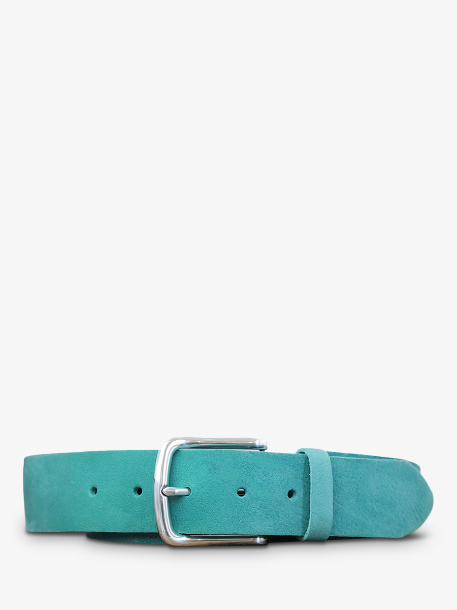 foto-front-picture-leather-belt-for-man-en-vrouw-blauw-groen-magnifiek-riem-nubuck-40mm-turquoise-paul-marius-cdv-40-n-tb