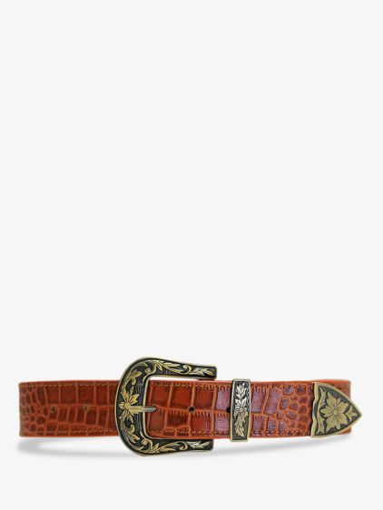 LaCeinture Western Alligator Ambre - Amberkleurig