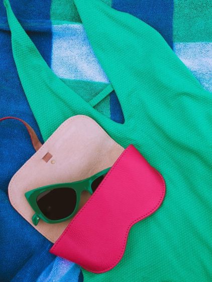 L'Étui à Lunettes Sorbet Framboise - Roze leren brillenkoker voor vrouwen