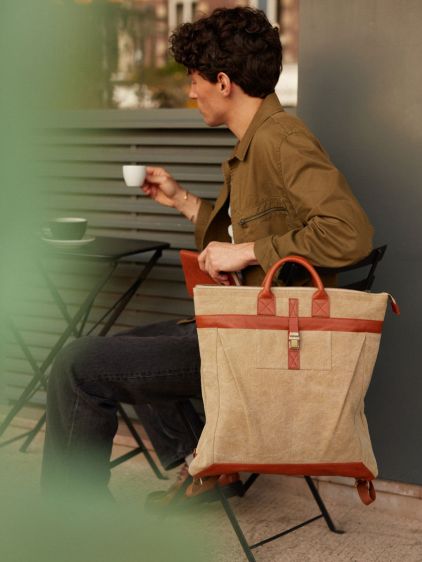 L'Aviateur - Cognac / Kaki canvas