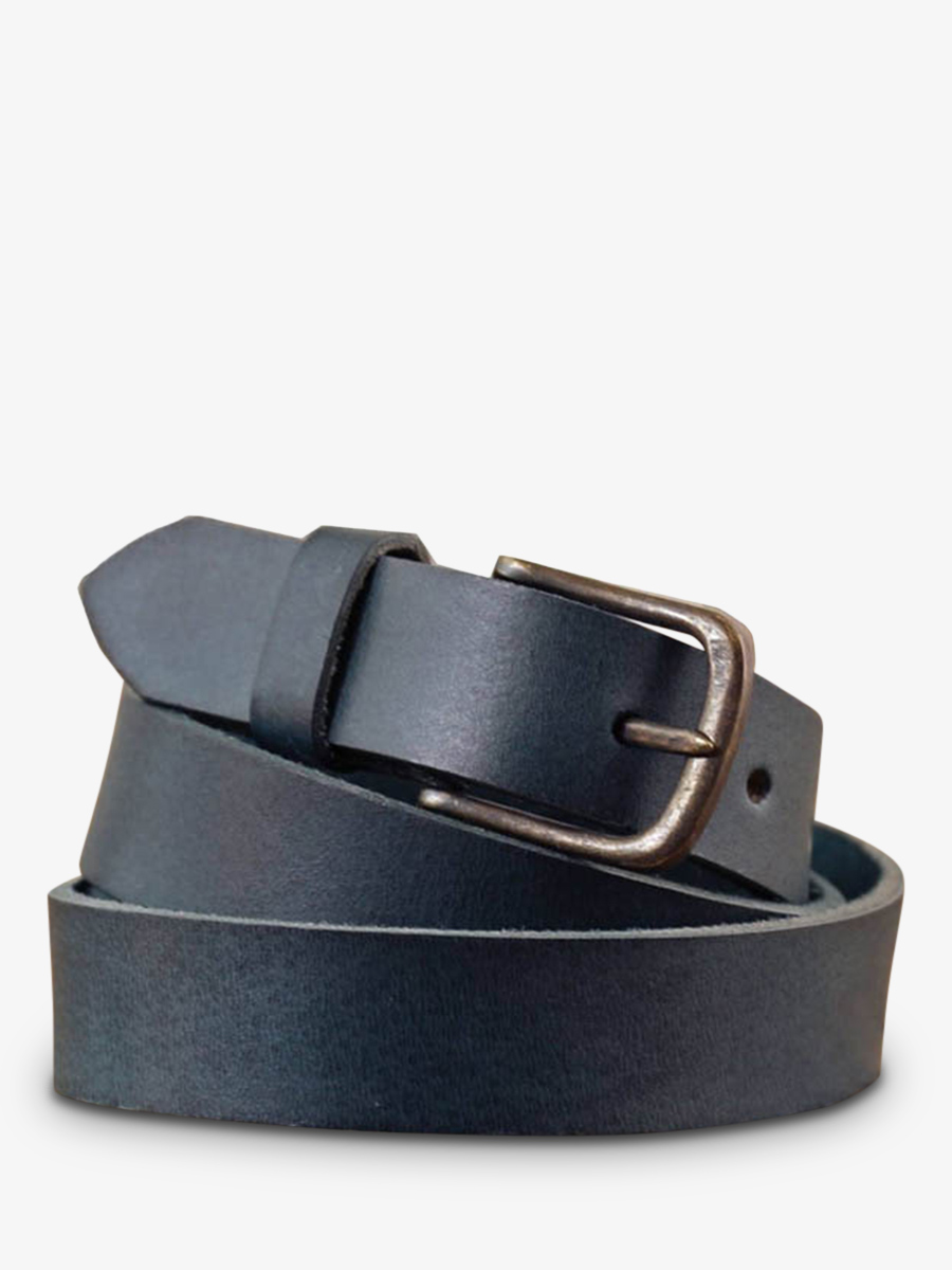 foto-front-picture-leather-belt-for-man-en-vrouw-blue-belt-a-buckle-blue-ink-paul-marius-lb-95-db LB 95 L
