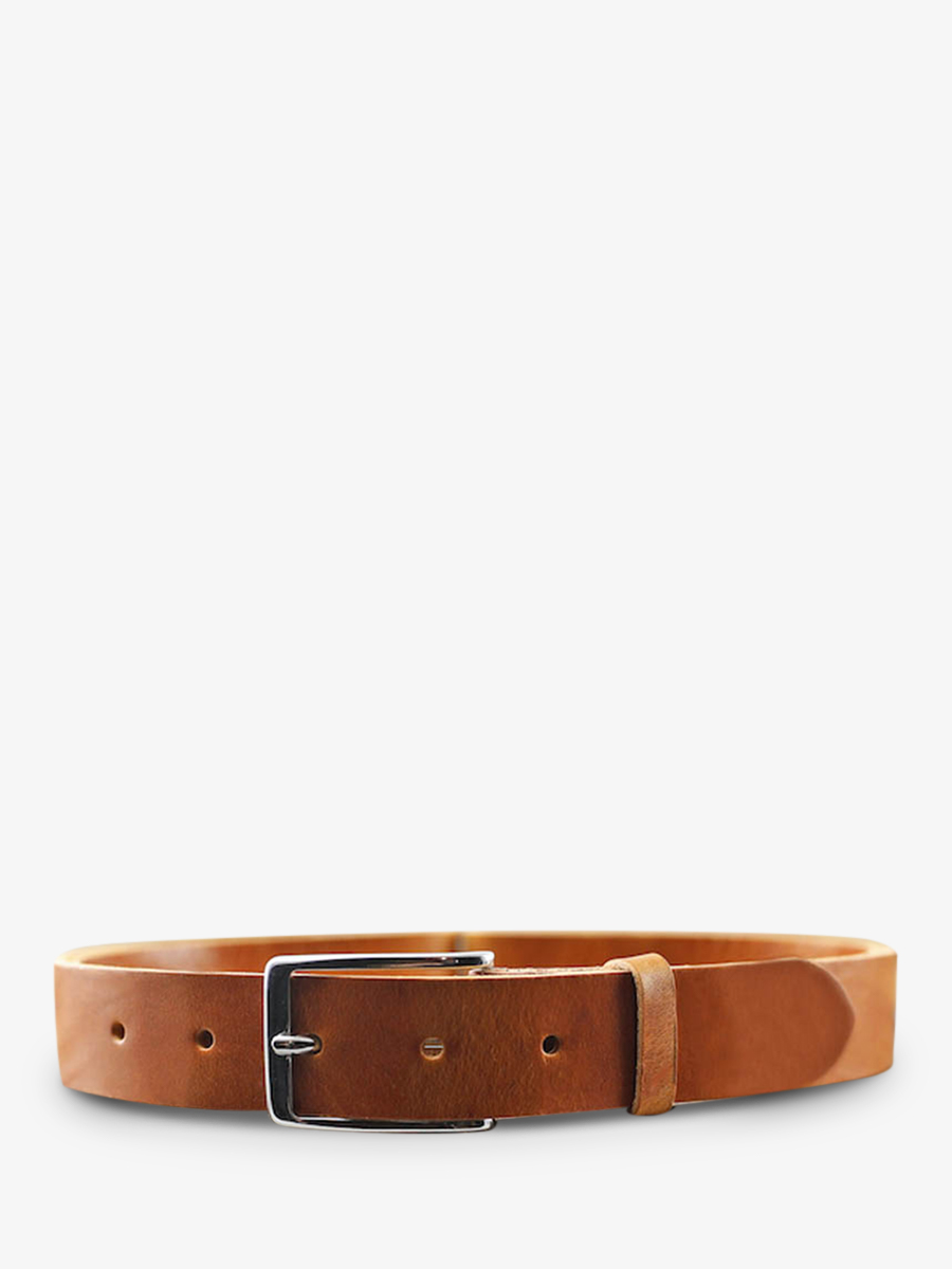foto-front-picture-leather-belt-for-man-en-vrouw-bruin-met-magnifiek-glas-belt-30mm-cognac-paul-marius-cdv-30-l-co