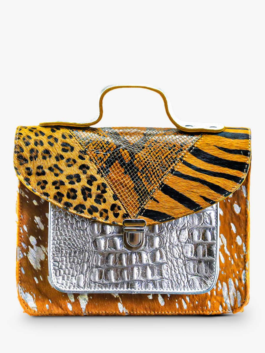 photo-front-bandouliere-bag-leather-vrouw-geel-zilver-mademoiselle-george-chimere-safran-zilver-paul-marius-w05-ch-y-s