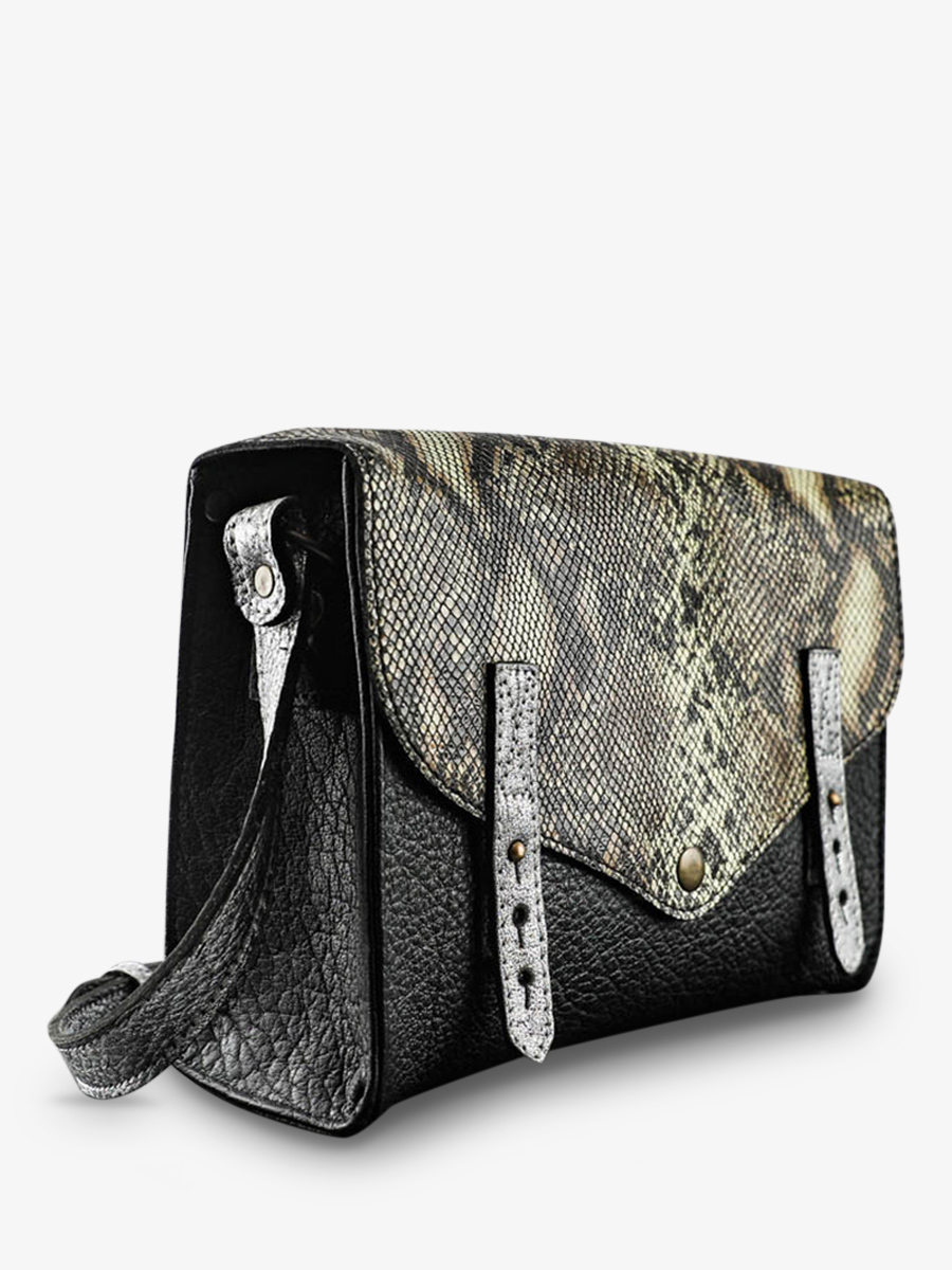foto-vUE-DE-COTE-BANDOULIERE-BAG-VROUW-LEER-ZILVER-BLAK-INDISPENSABEL-PYTHON-SILVER-BLACK-PAUL-MARIUS-W08-P-S-B