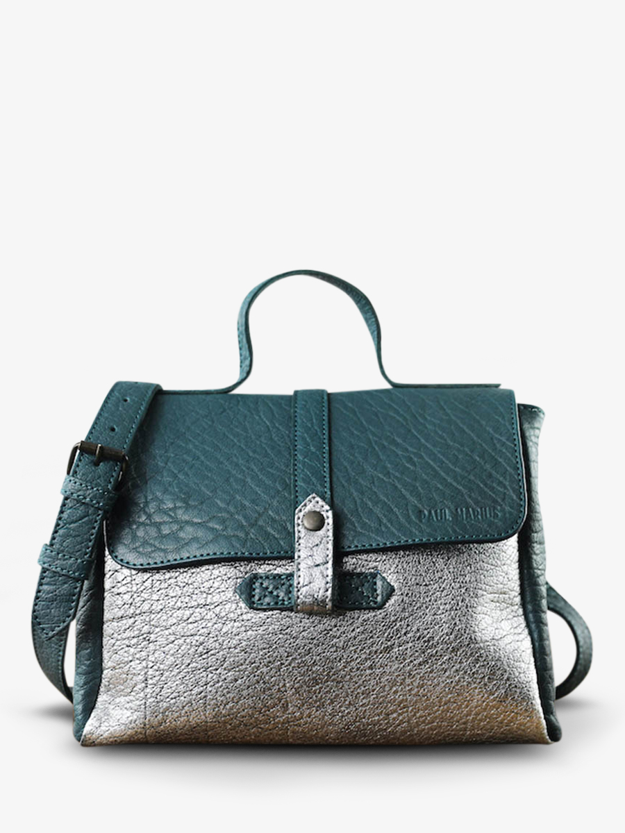 photo-vUE-DE-FACE-SAC-BANDOULIERE-CUIR-WOMAN-BLUE-SILVER-LECORNEILLE-BLEU-PISCINE-ARGENTE-PAUL-MARIUS-W23-BLU-S