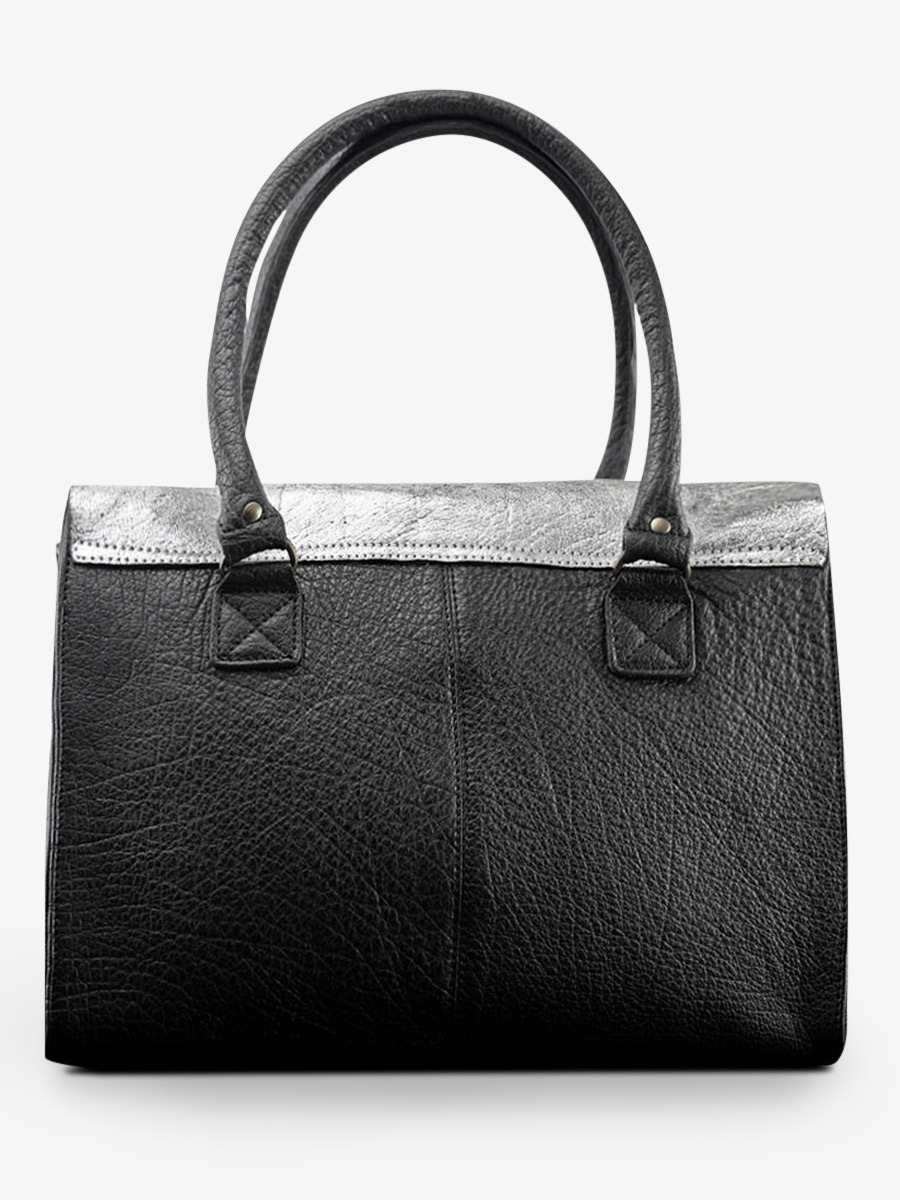 photo-vue-de-dos-sac-bandouliere-cuir-vrouw-zilver-zwart-links-m-zilver-zwart-paul-marius-w01m-s-b
