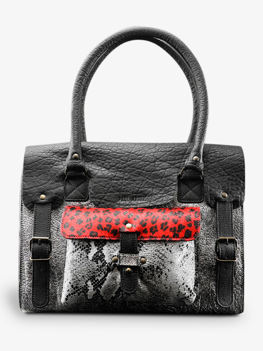 photo-front-bandouliere-bag-leather-vrouw-zilver-zwart-rood-lerive-links-m-chimere-zilver-red-paul-marius-w01m-s-b-r