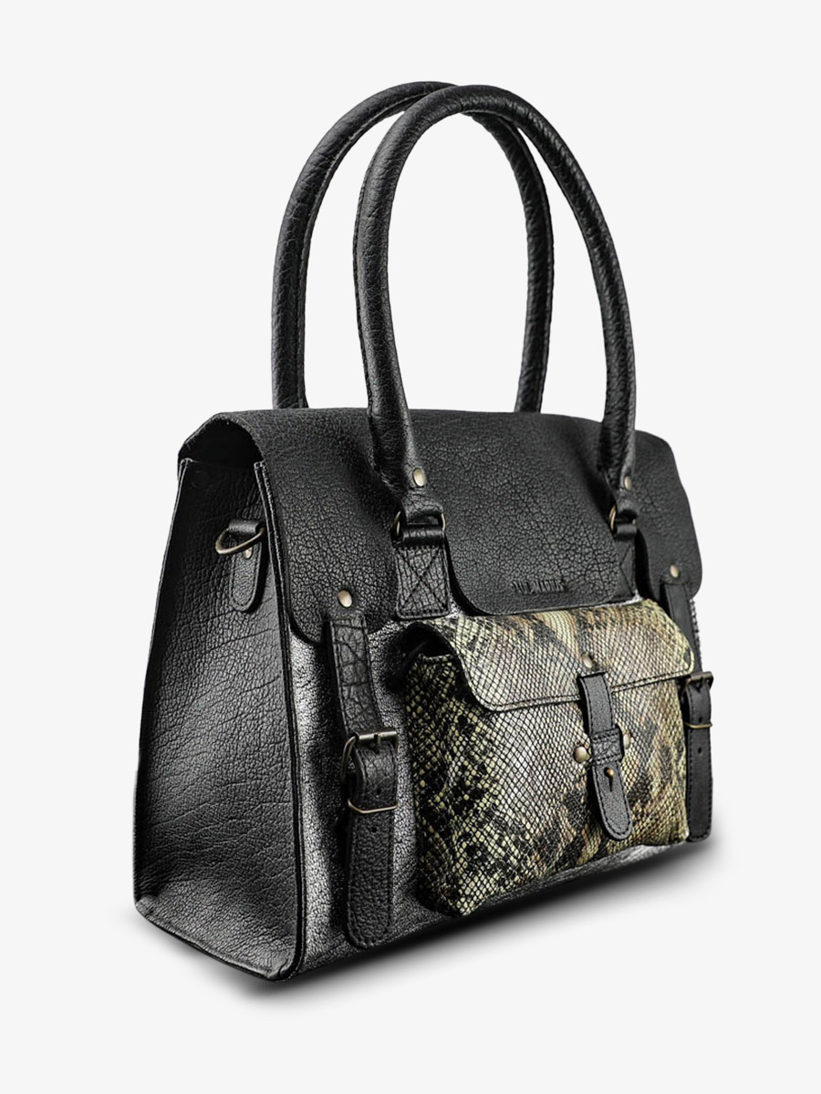photo-vUE-DE-cOTE-BANDOULIERE-BAG-LEATHER-WOMAN-SILVER-BLACK-LERIVE-LEFT-M-PYTHON-SILVER-BLACK-PAUL-MARIUS-W01M-P-S-B