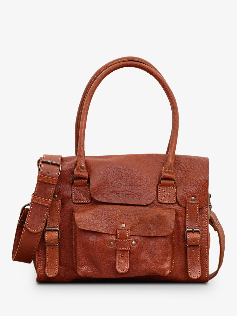 foto-vue-de-face-sac-bandouliere-cuir-vrouw-bruin-leder-links-m-naturel-paul-marius-w01m-l
