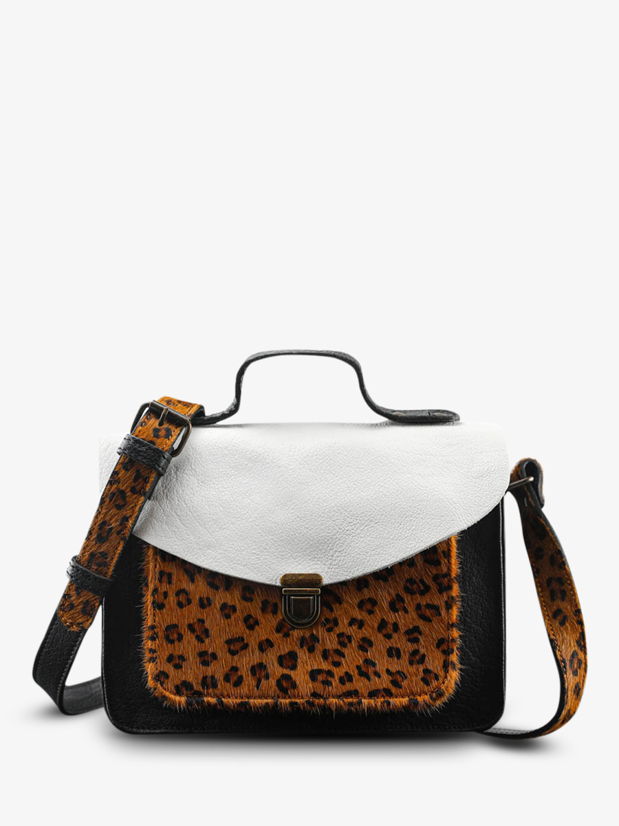 photo-front-sac-bandouliere-leder-vrouw-zwart-wit-mademoiselle-george-leopard-zwart-wit-paul-marius-w05-lp-b-w