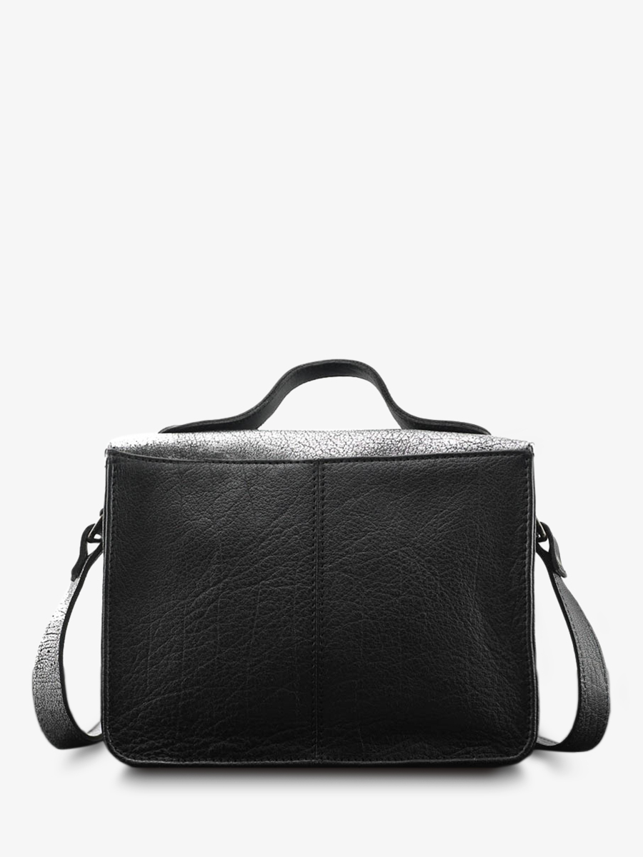 photo-vue-de-dos-sac-bandouliere-cuir-vrouw-zilver-zwart-mademoiselle-george-zilver-zwart-paul-marius-w05-s-b