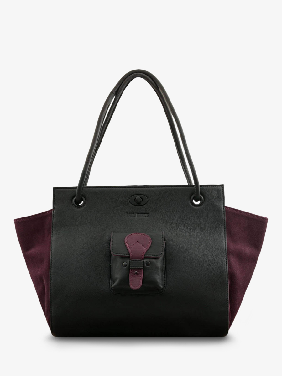 photo-vue-de-face-sac-a-main-cuir-paulmarius-noir-madame-m-noir-prune-paul-marius-m48-b-p