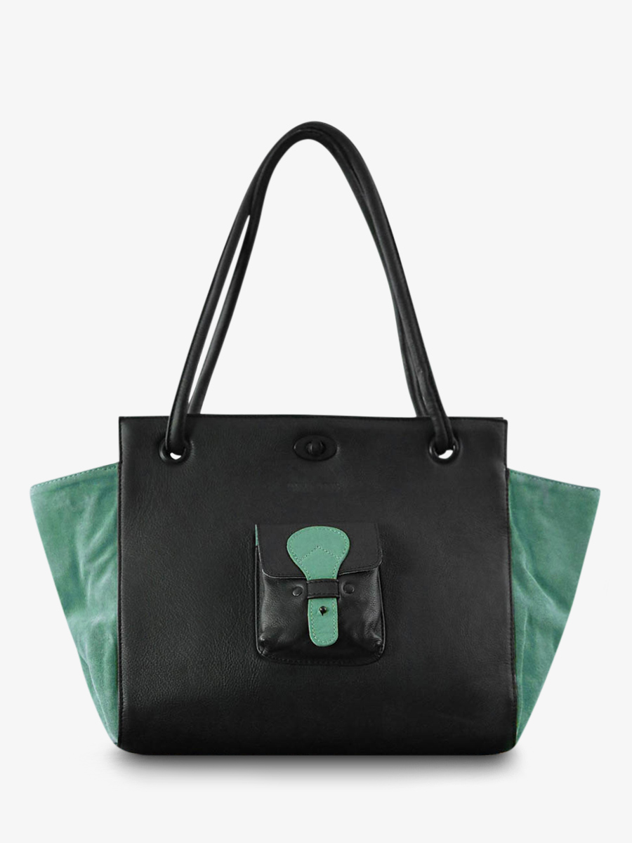 foto-vue-de-face-sac-a-main-cuir-paulmarius-noir-vert-madame-m-noir-vert-amande-paul-marius-m48-b-ga