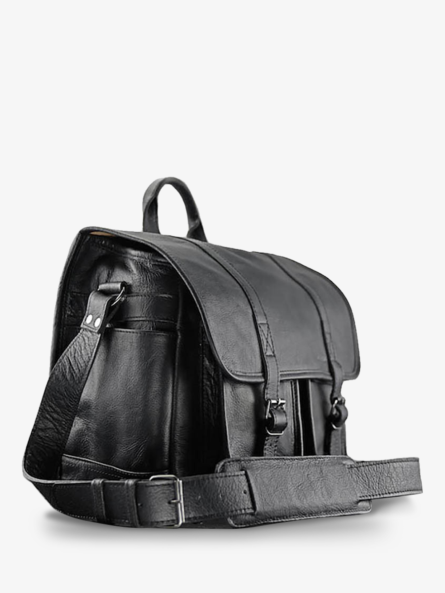 foto-vue-de-cote-fototas-leder-zilver-zwart-lereporter-zwart-paul-marius-m54-b