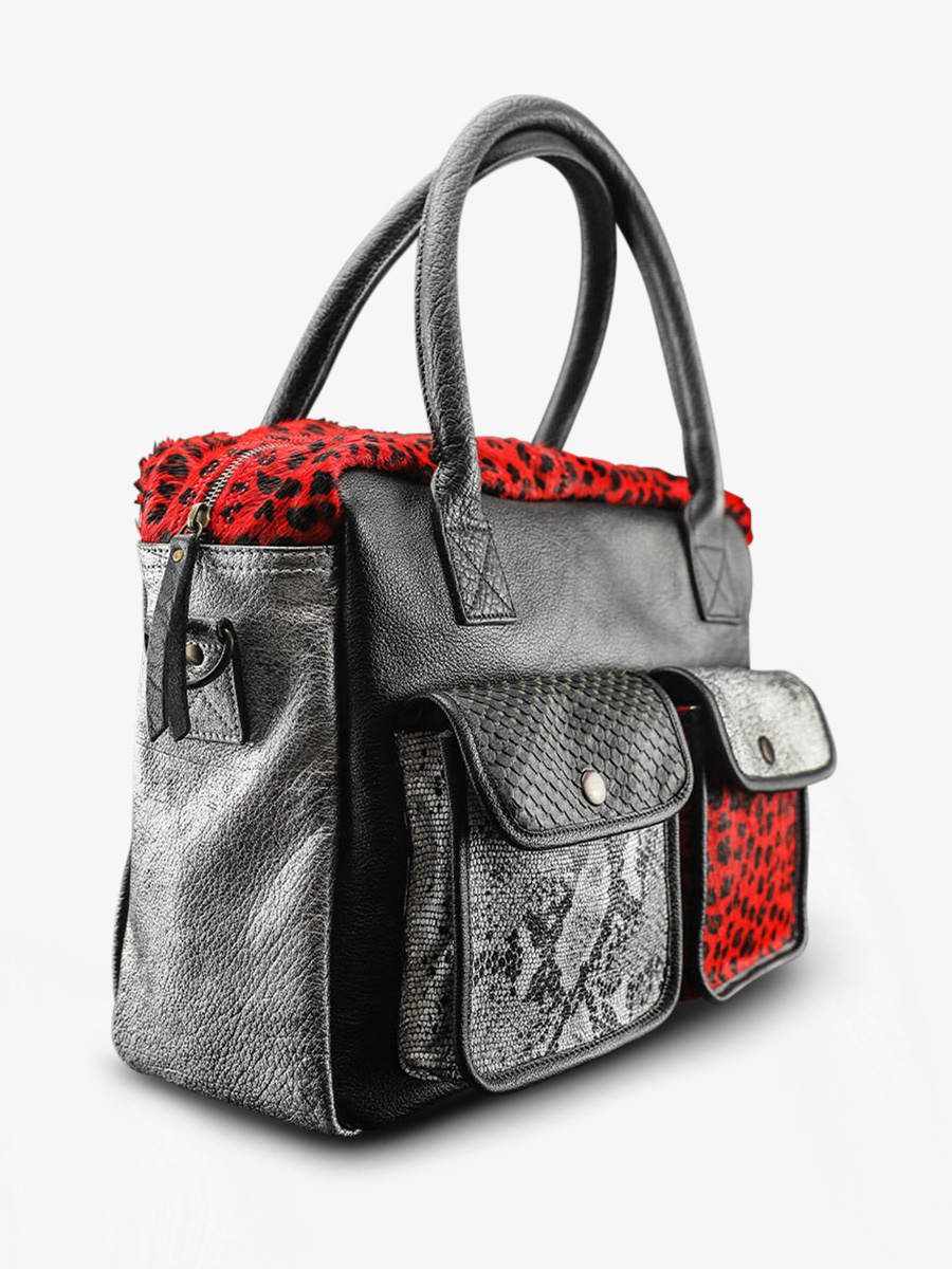 FOTO-COTE-DOCUMENT-HOLDER-VROUW-LEATHER-SILVER-BLACK-RED-LEDANDY-CHIMERE-SILVER-BLACK-RED-PAUL-MARIUS-W04-S-B-R