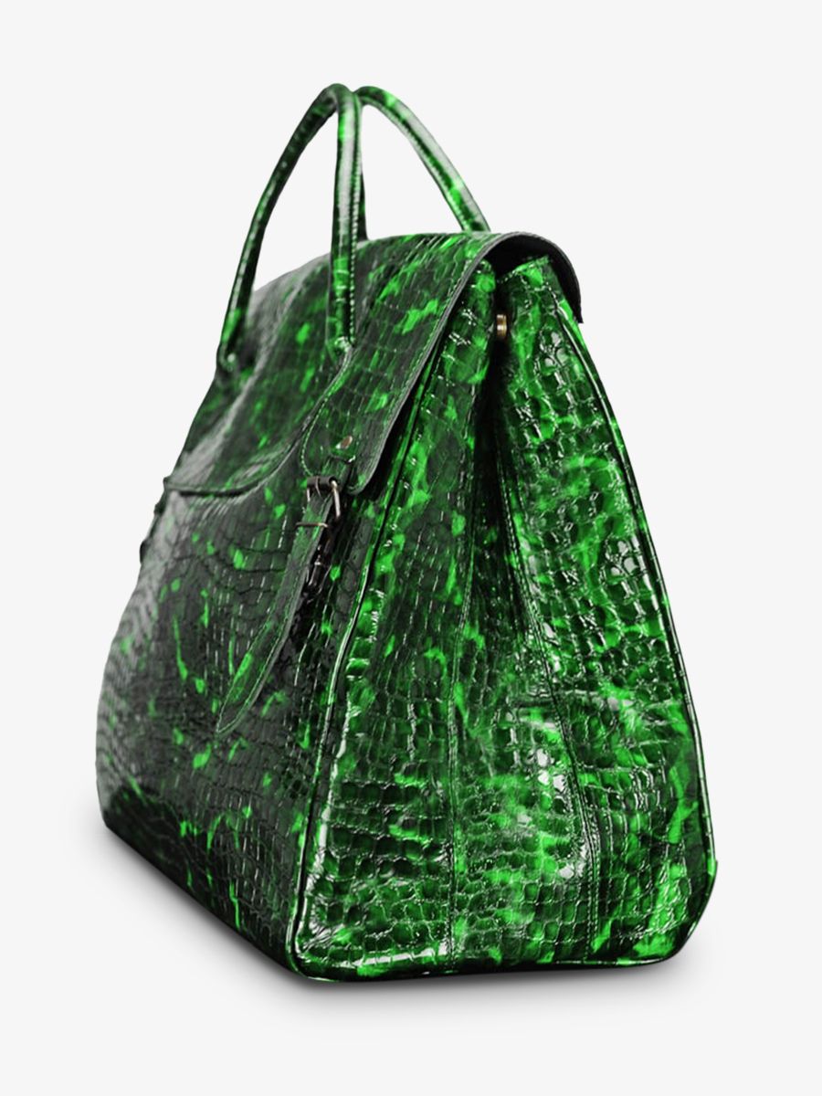 foto-vUE-DE-COTE-GRAND-SAC-DE-VOYAGE-CUIR-HOMME-VERT-ROUEN-DELHI-CAIMAN-EMERAUDE-VERNI-PAUL-MARIUS-M105-C-ED