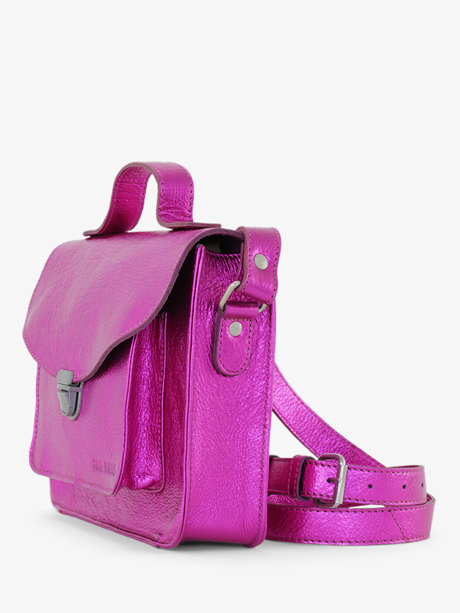 foto-bandouliere-leder-tas-vrouw-roze-mademoiselle-george-ultraviolet-paul-marius
