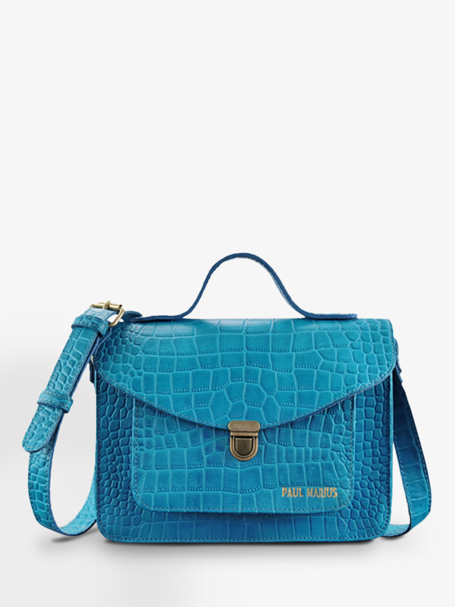 photo-vue-de-face-sac-bandouliere-cuir-woman-blue-mademoiselle-george-alligator-cocktail-topaze-paul-marius-w05-a-blu