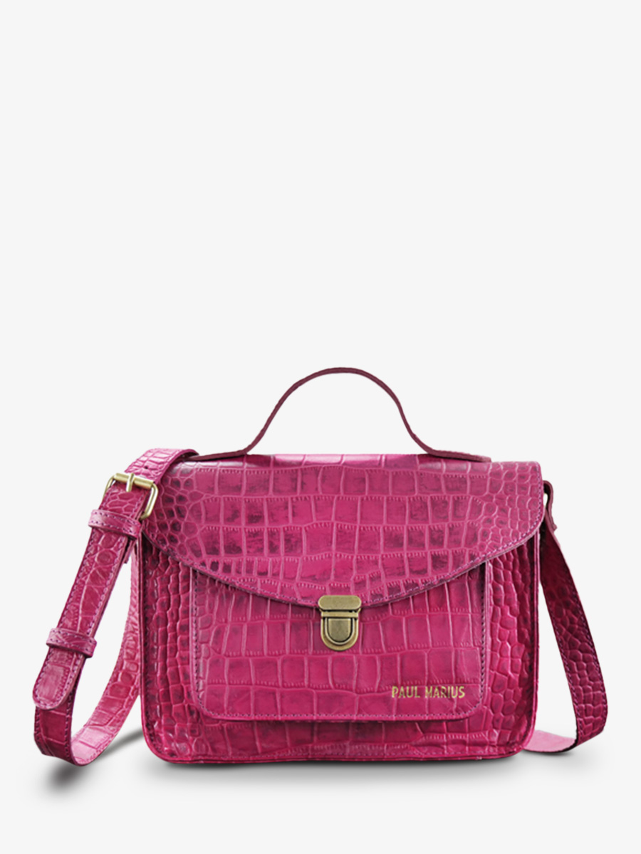 photo-vUE-de-face-sac-bandouliere-cuir-vrouw-roze-mademoiselle-orge-alligator-cocktail-tourmaline-paul-marius-w05-a-pi