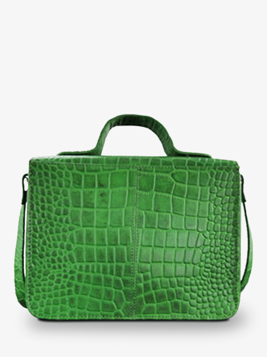 photo-vue-de-dos-sac-bandouliere-cuir-vrouw-groen-mademoiselle-george-alligator-cocktail-jade-paul-marius-w05-a-gr