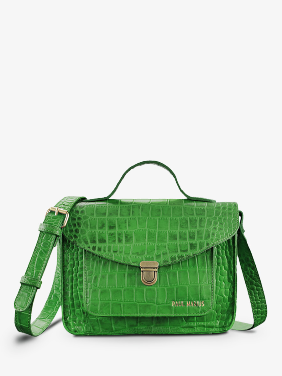 photo-front-face-bandolier-bag-LEATHER-WOMAN-GROEN-MADEMOISELLE-GEORGE-ALLIGATOR-COCKTAIL-JADE-PAUL-MARIUS-W05-A-GR