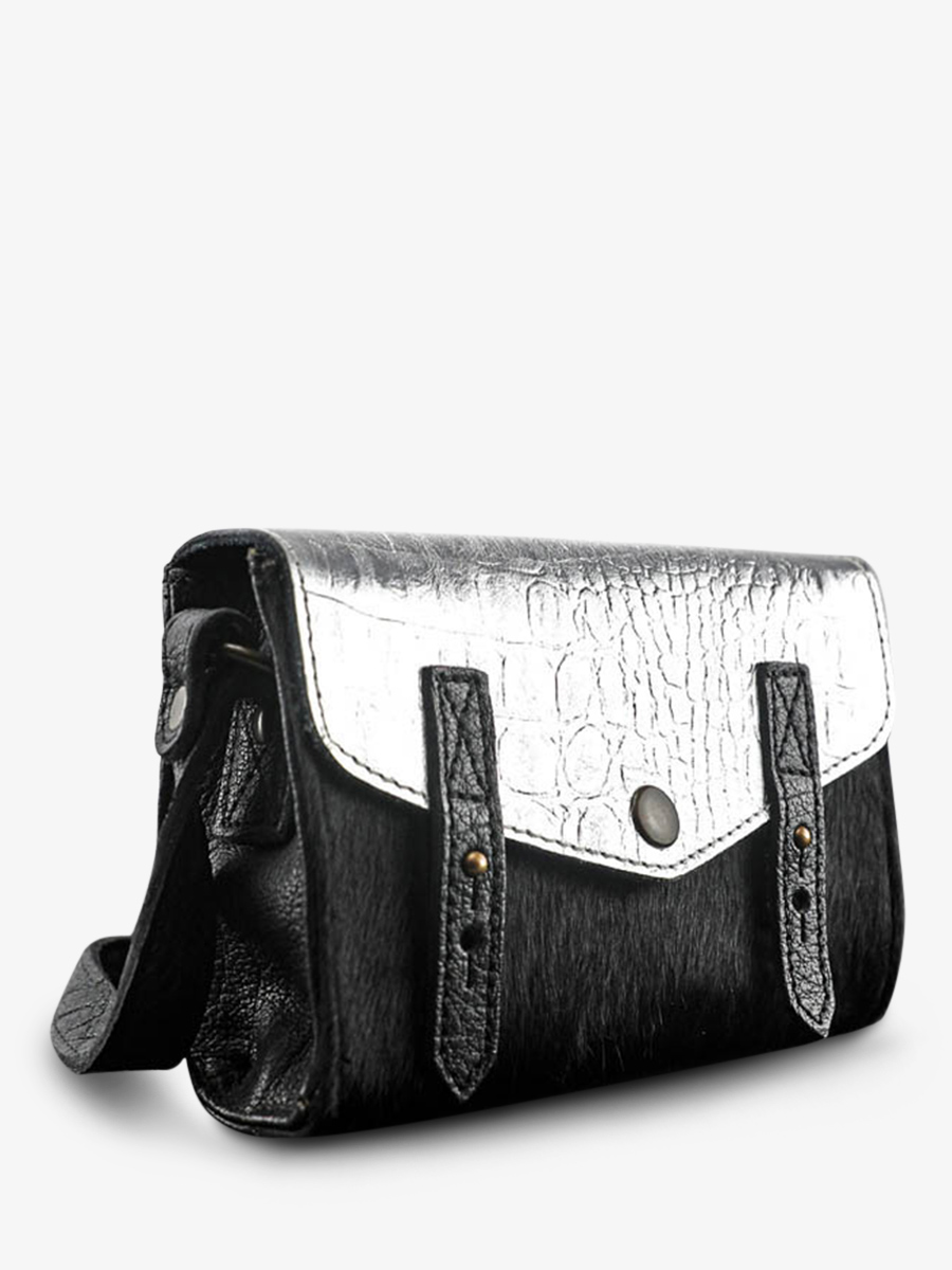 photo-vUE-DE-cOTE-SAC-BANDOULIERE-CUIR-WOMAN-SILVER-BLACK-LE-MINI-INDISPENSABLE-CAIMAN-SILVER-BLACK-PAUL-MARIUS-W08S-C-S-B