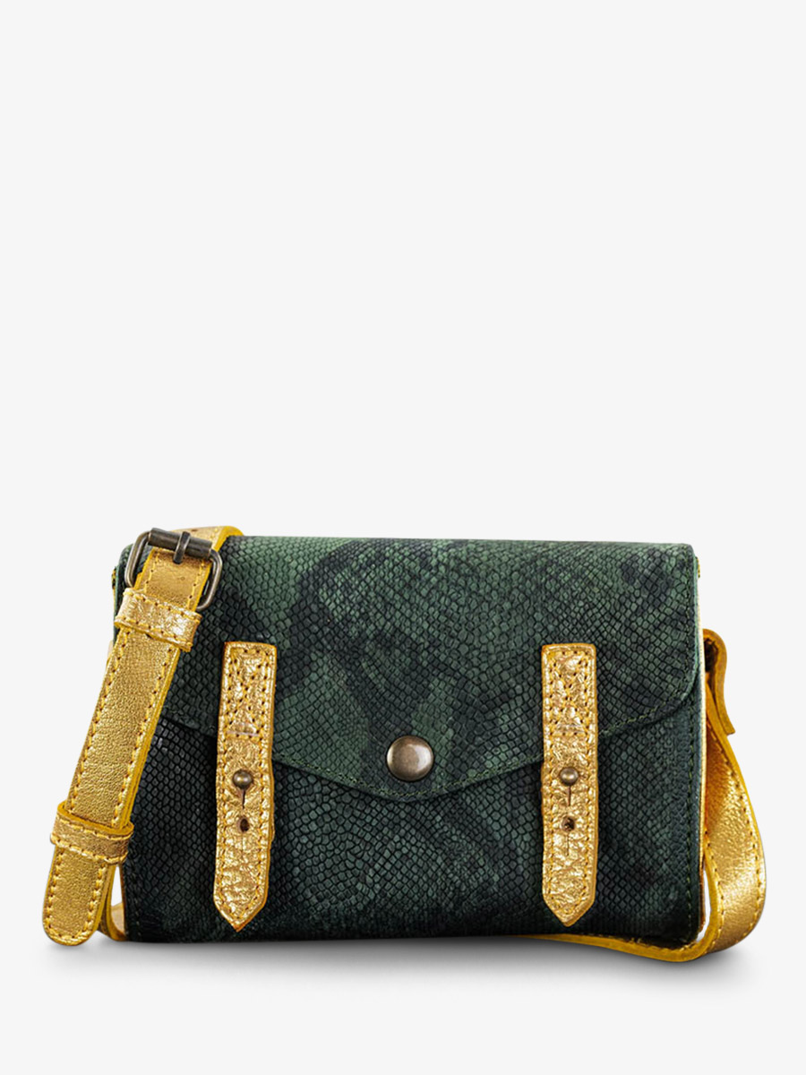 foto-front-view-bandelier-tas-leder-vrouw-groen-de-mini-onmisbaar-python-groen-bos-paul-marius-w08s-p-gf-g