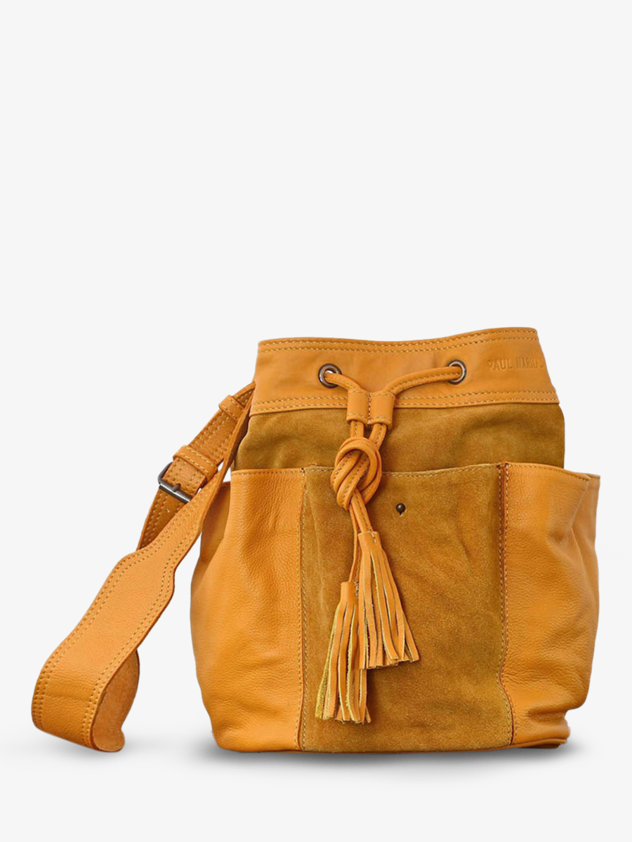 photo-front-face-bandolier-bag-leather-woman-yellow-flower-safran-paul-marius-w10-y