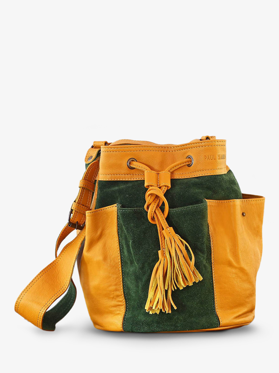photo-vue-de-face-sac-bandouliere-cuir-vrouw-kaki-yellow-flower-kaki-safran-paul-marius-w10-k-y