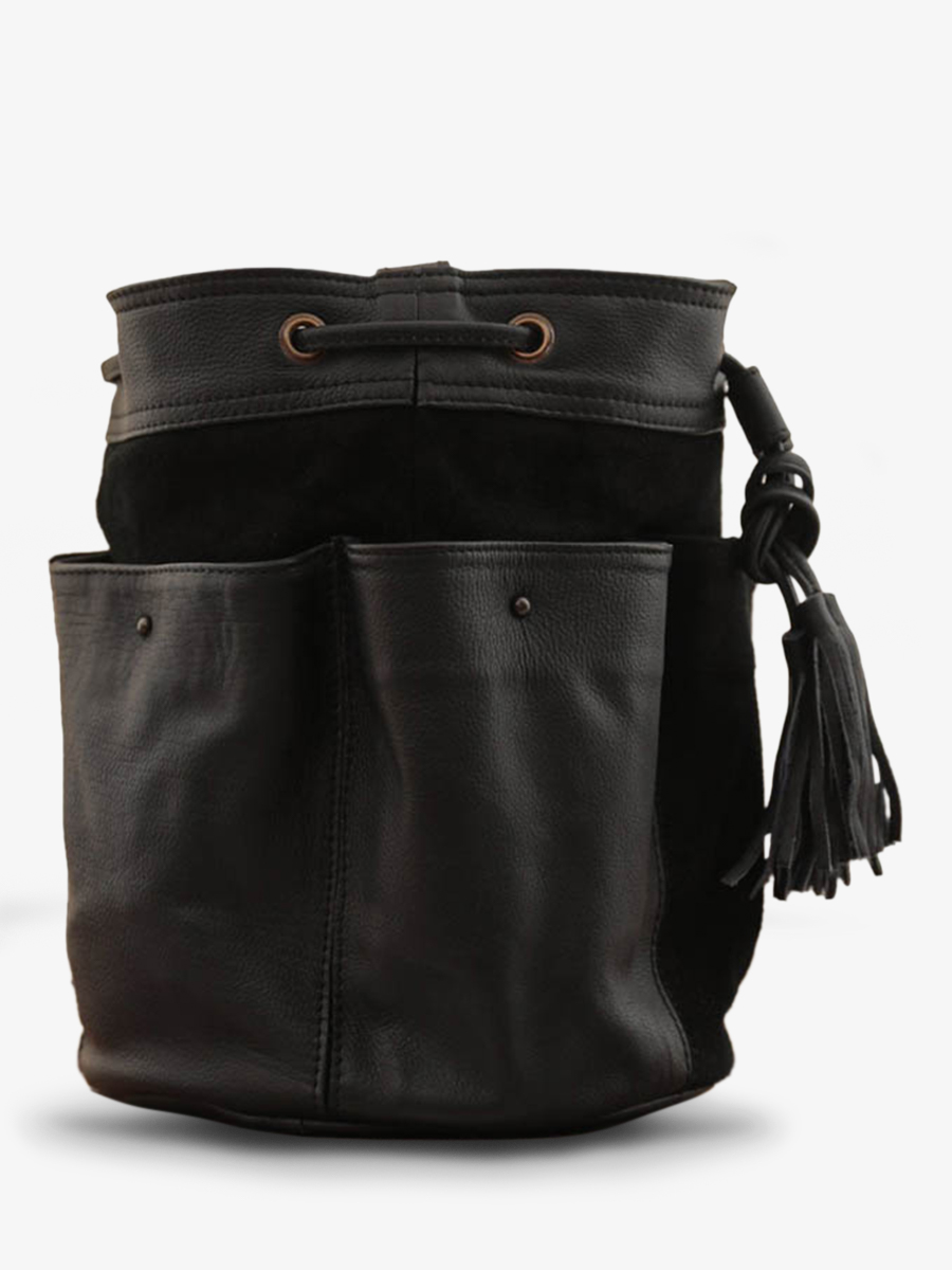 foto-interieur-bandtas-leder-vrouw-zwart-flower-black-paul-marius-w10-b